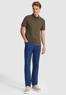 Erkek Koyu Haki Slim Fit Polo Yaka Basic Tişört - 50327003117