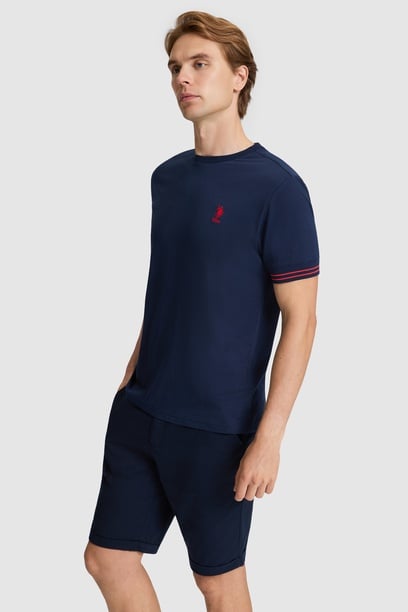 Erkek Lacivert Regular Fit Bisiklet Yaka Tişört
