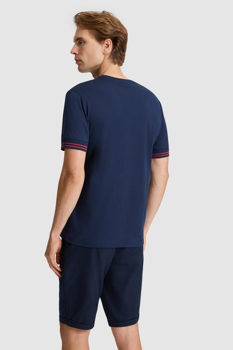 Erkek Lacivert Regular Fit Bisiklet Yaka Tişört - 50327011007