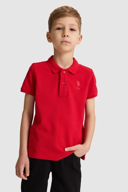Erkek Çocuk Kırmızı Polo Yaka Basic Tişört