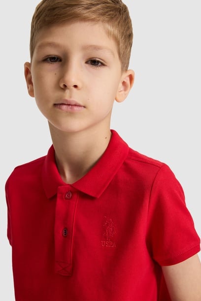 Erkek Çocuk Kırmızı Polo Yaka Basic Tişört