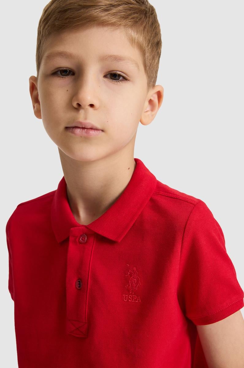 Erkek Çocuk Kırmızı Polo Yaka Basic Tişört