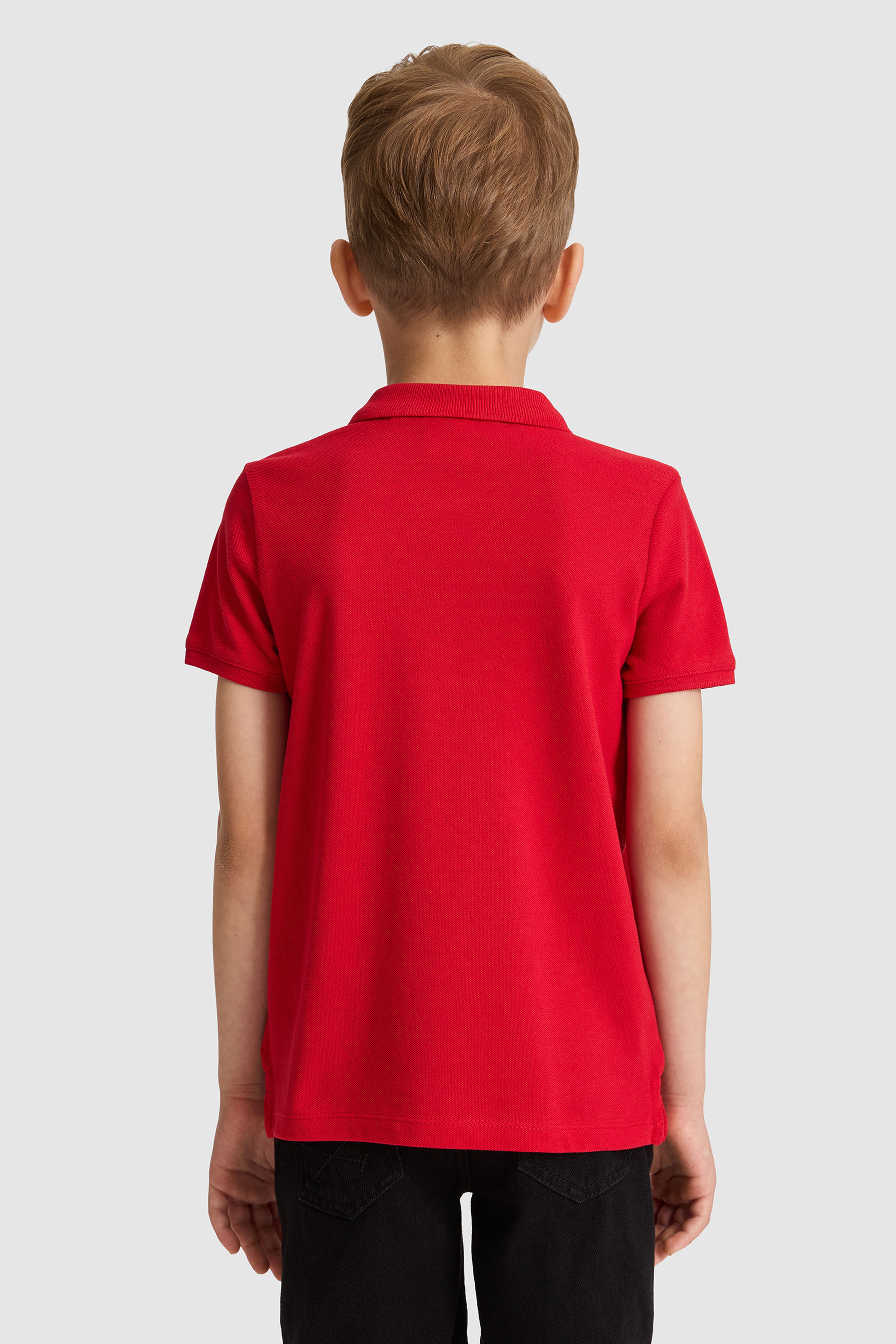 Erkek Çocuk Kırmızı Polo Yaka Basic Tişört - Image 5