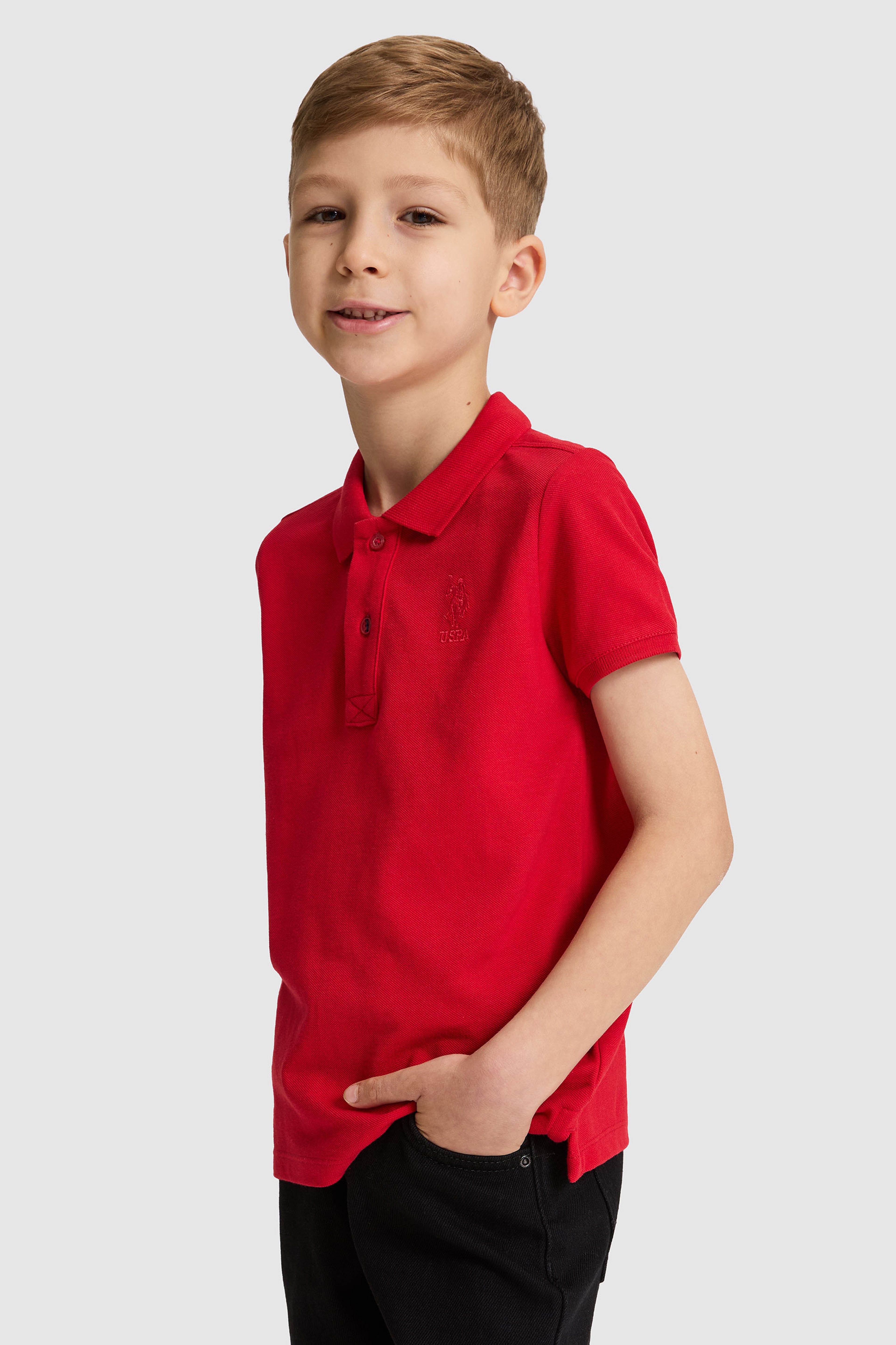 Erkek Çocuk Kırmızı Polo Yaka Basic Tişört