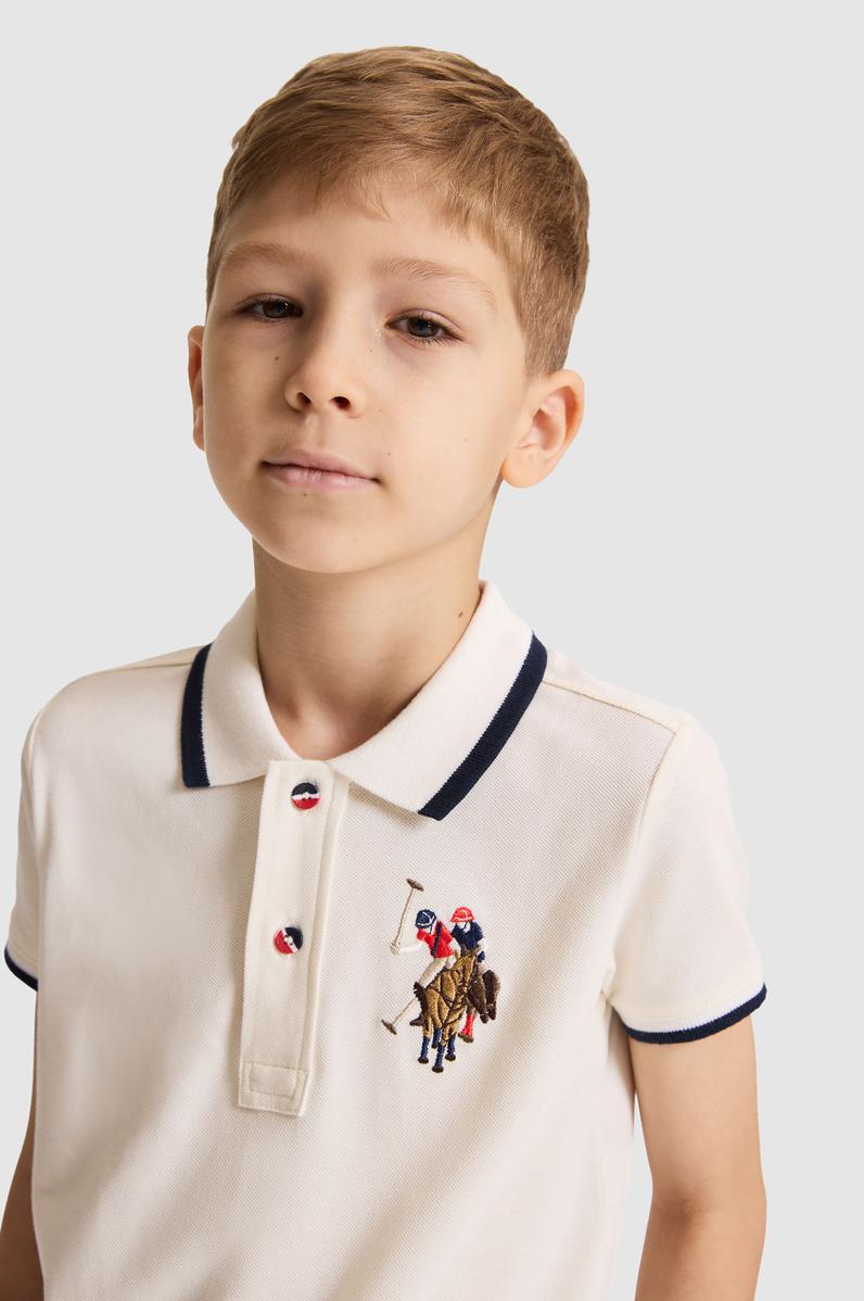 Erkek Çocuk Krem Polo Yaka Basic Tişört