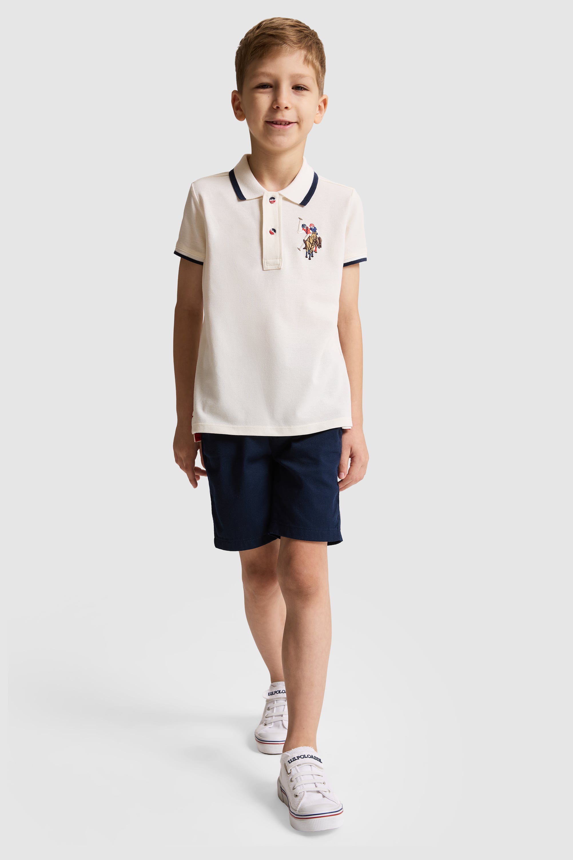 Erkek Çocuk Krem Polo Yaka Basic Tişört