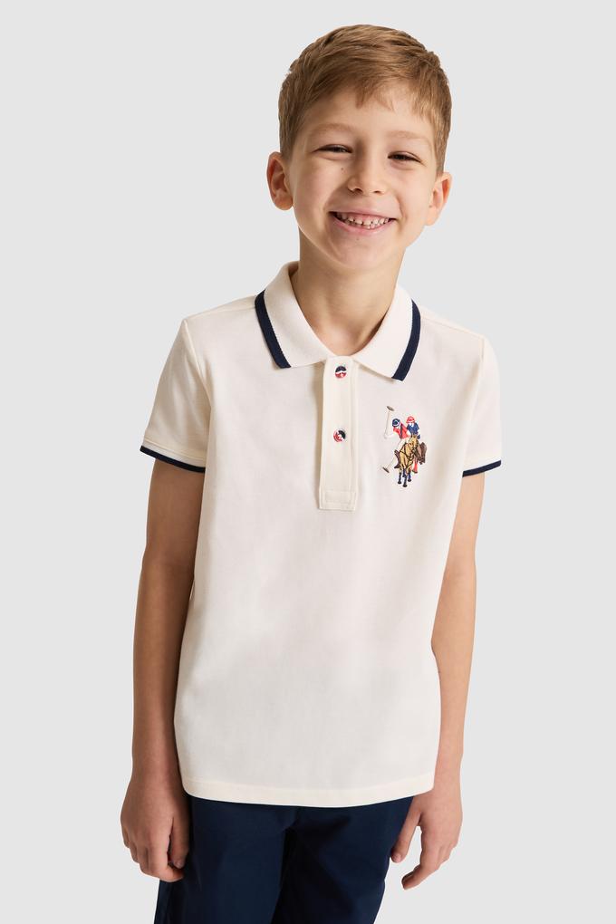 Erkek Çocuk Krem Polo Yaka Basic Tişört