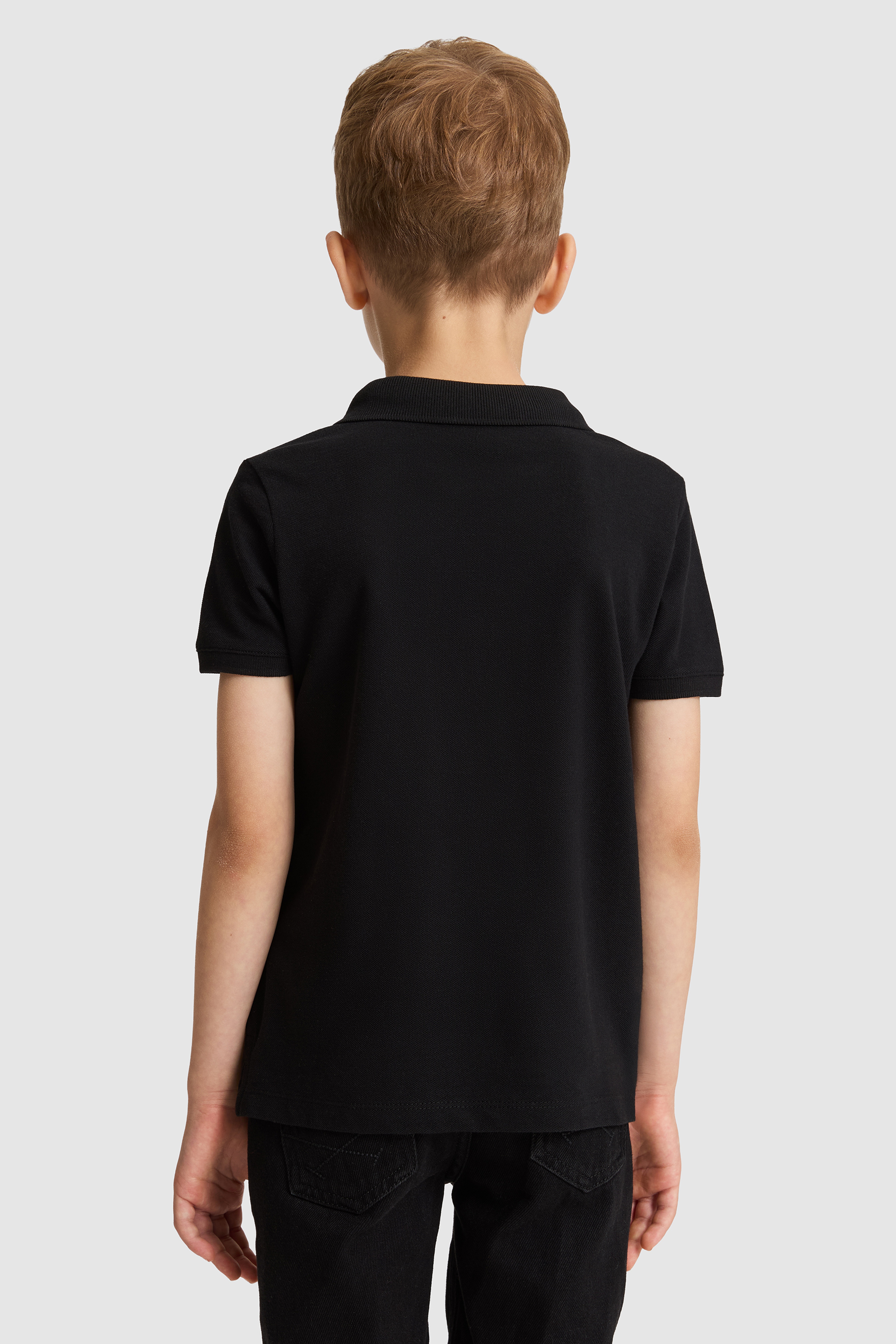 Erkek Çocuk Siyah Polo Yaka Basic Tişört - Image 5
