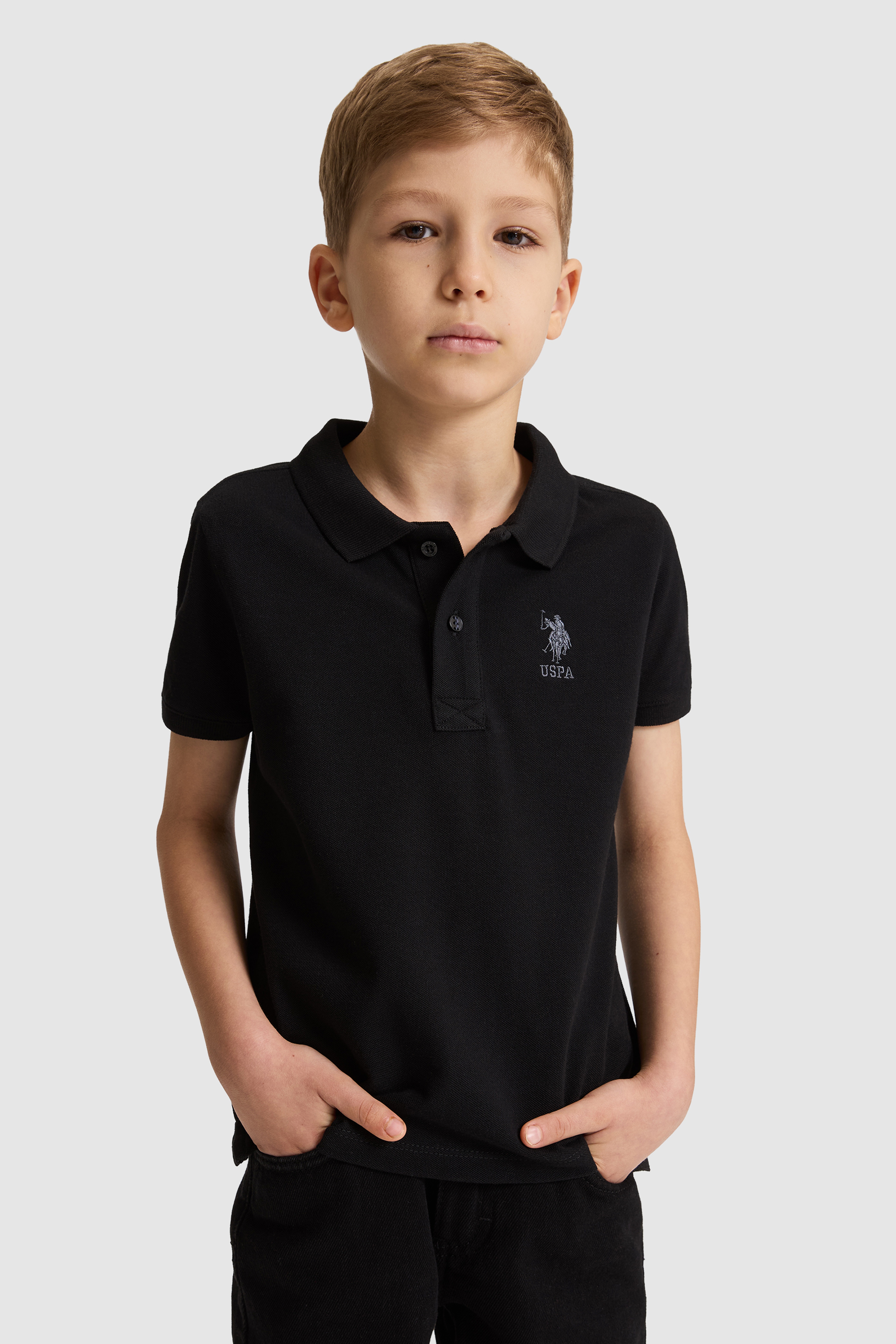 Erkek Çocuk Siyah Polo Yaka Basic Tişört - Image 1