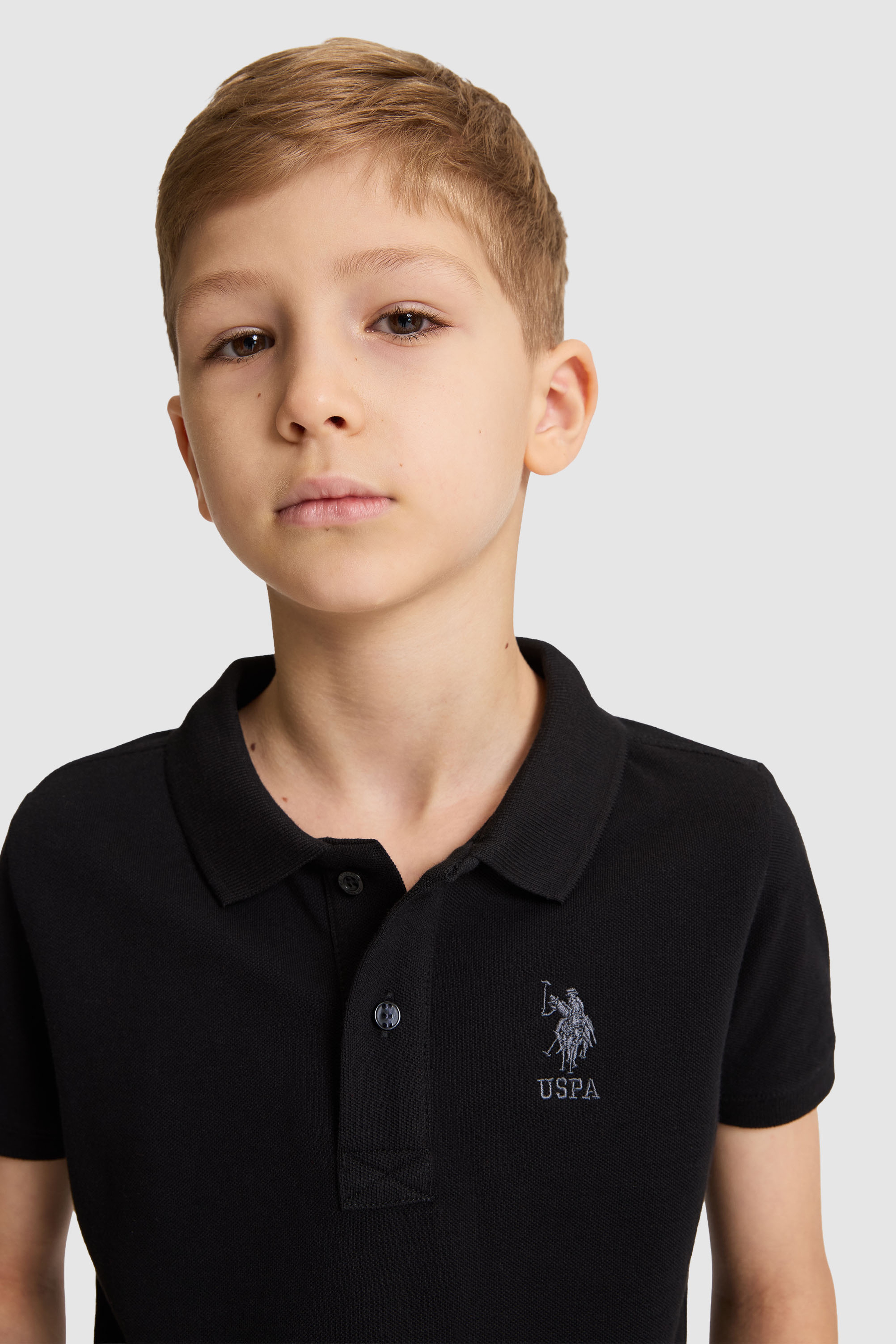 Erkek Çocuk Siyah Polo Yaka Basic Tişört
