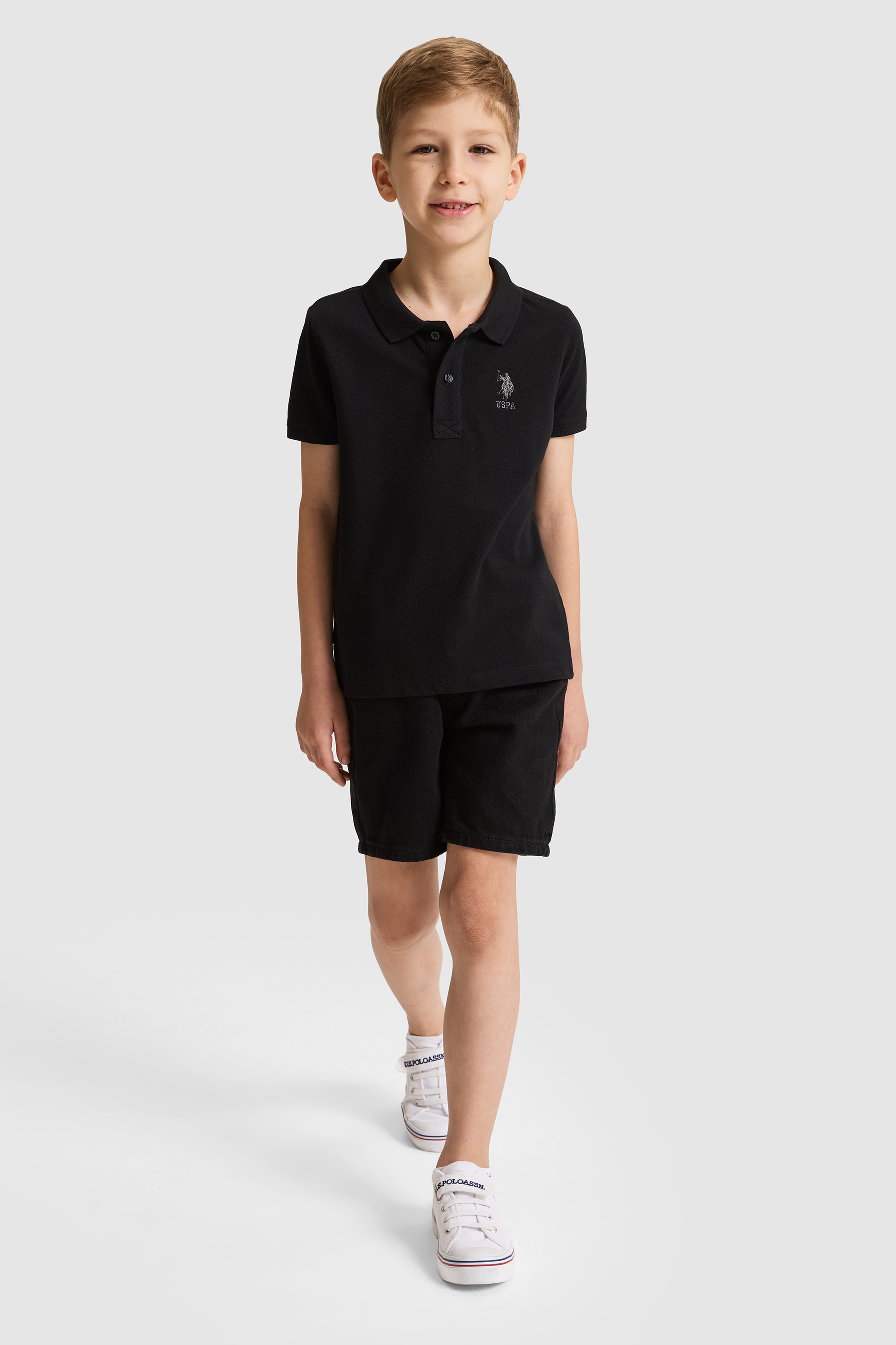Erkek Çocuk Siyah Polo Yaka Basic Tişört