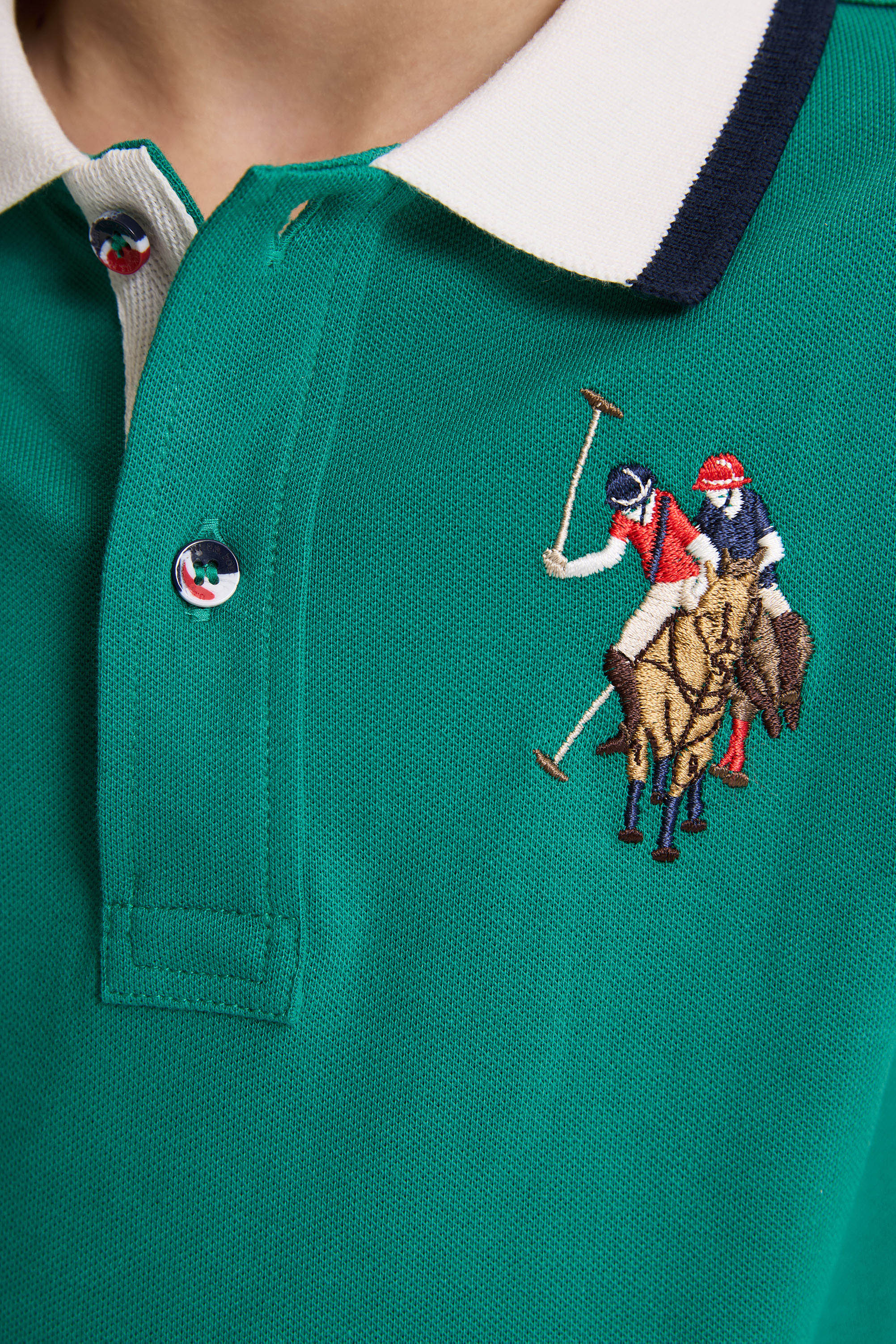 Erkek Çocuk Koyu Yeşil Polo Yaka Basic Tişört - 50320095054