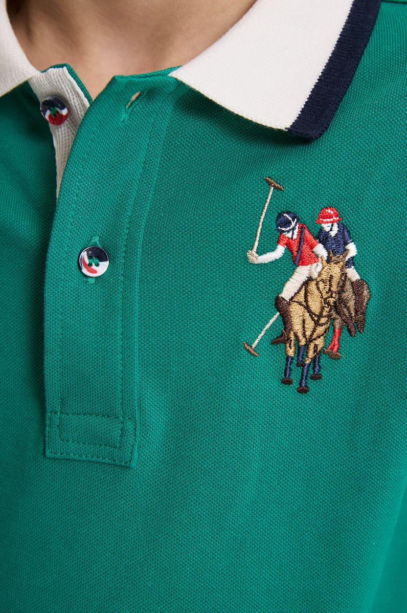 Erkek Çocuk Koyu Yeşil Polo Yaka Basic Tişört