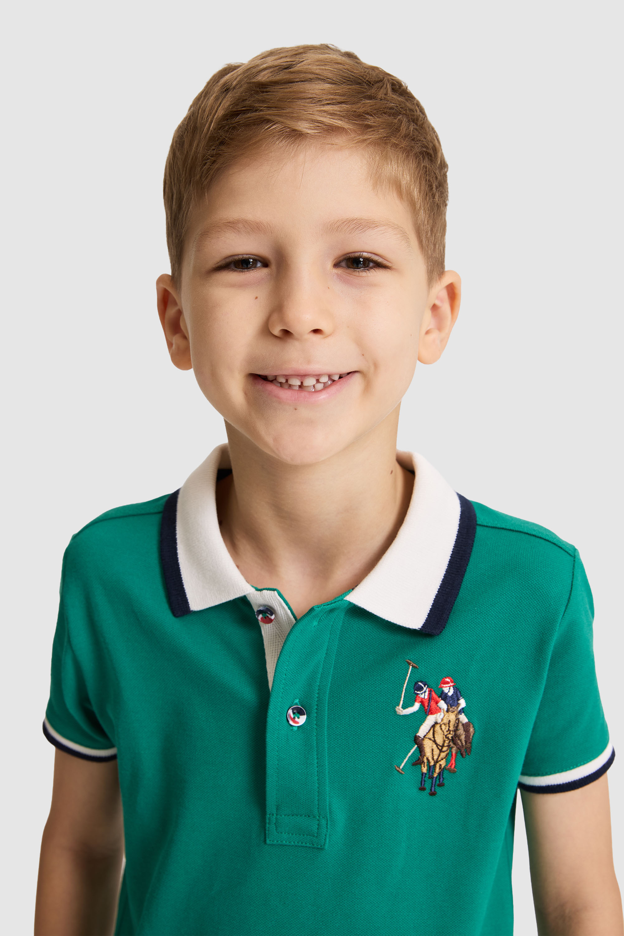 Erkek Çocuk Koyu Yeşil Polo Yaka Basic Tişört - 50320095054