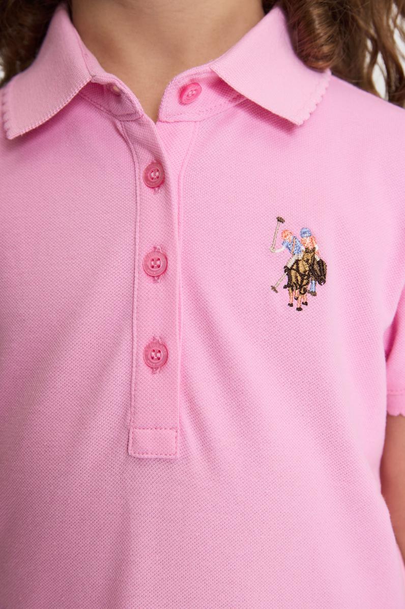 Kız Çocuk Pembe Polo Yaka Basic Tişört