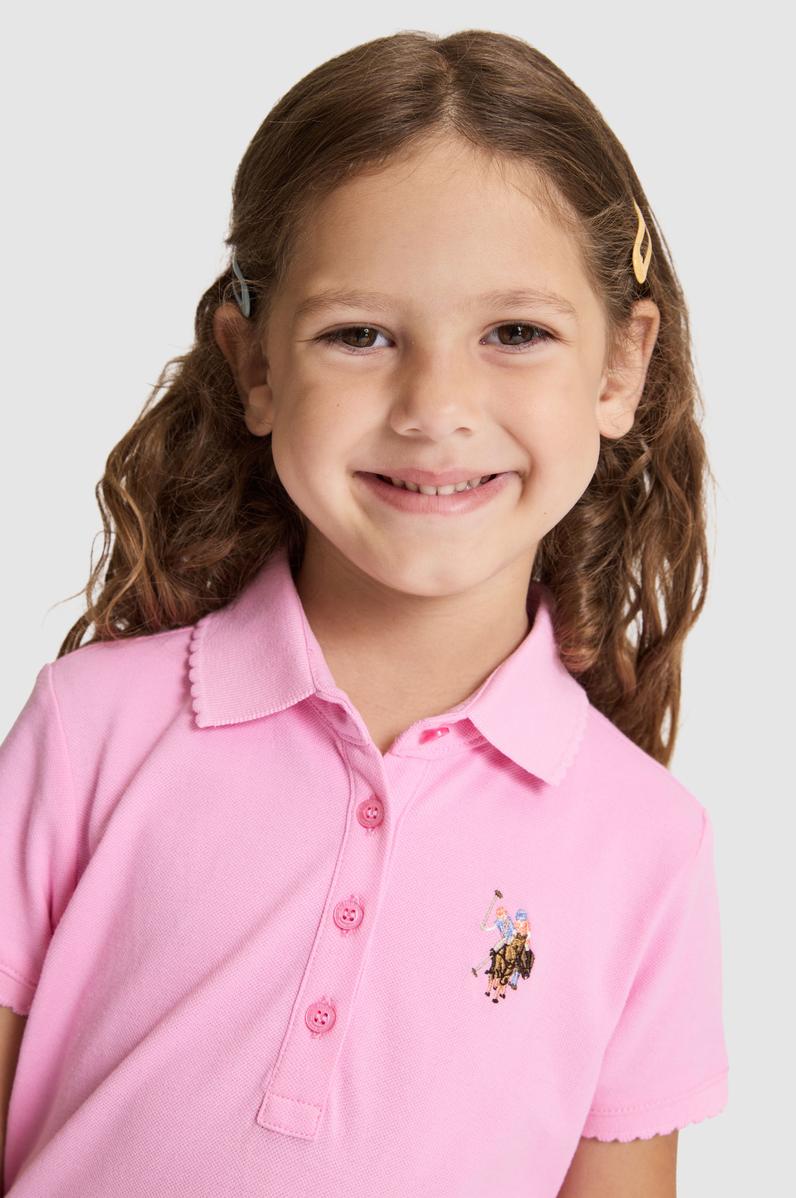 Kız Çocuk Pembe Polo Yaka Basic Tişört