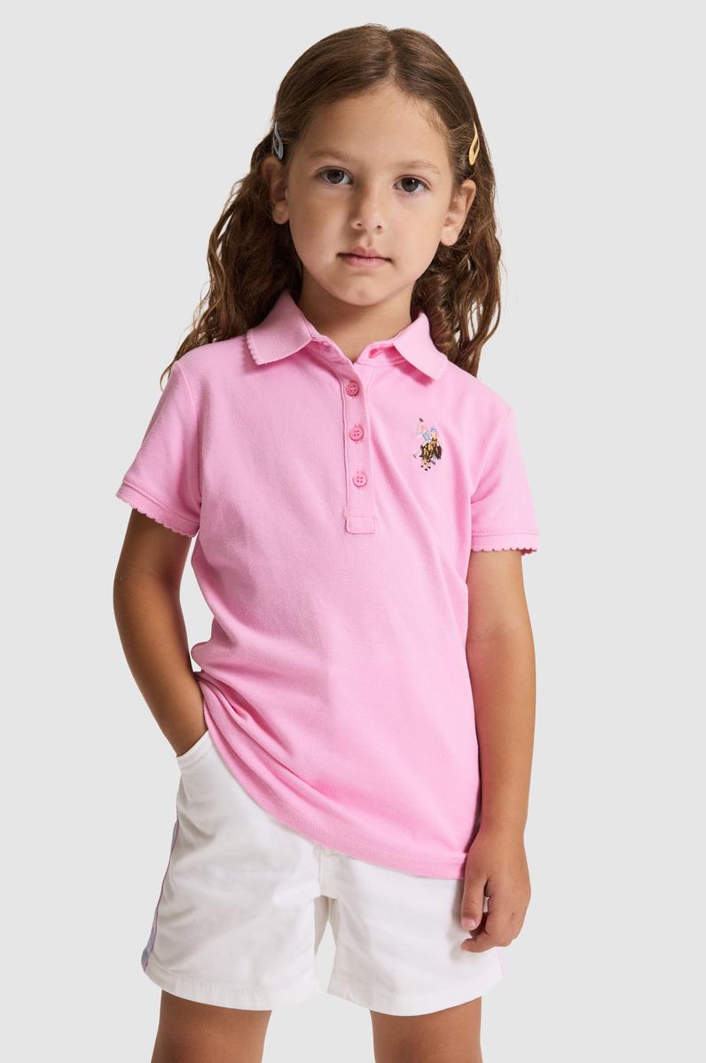 Kız Çocuk Pembe Polo Yaka Basic Tişört