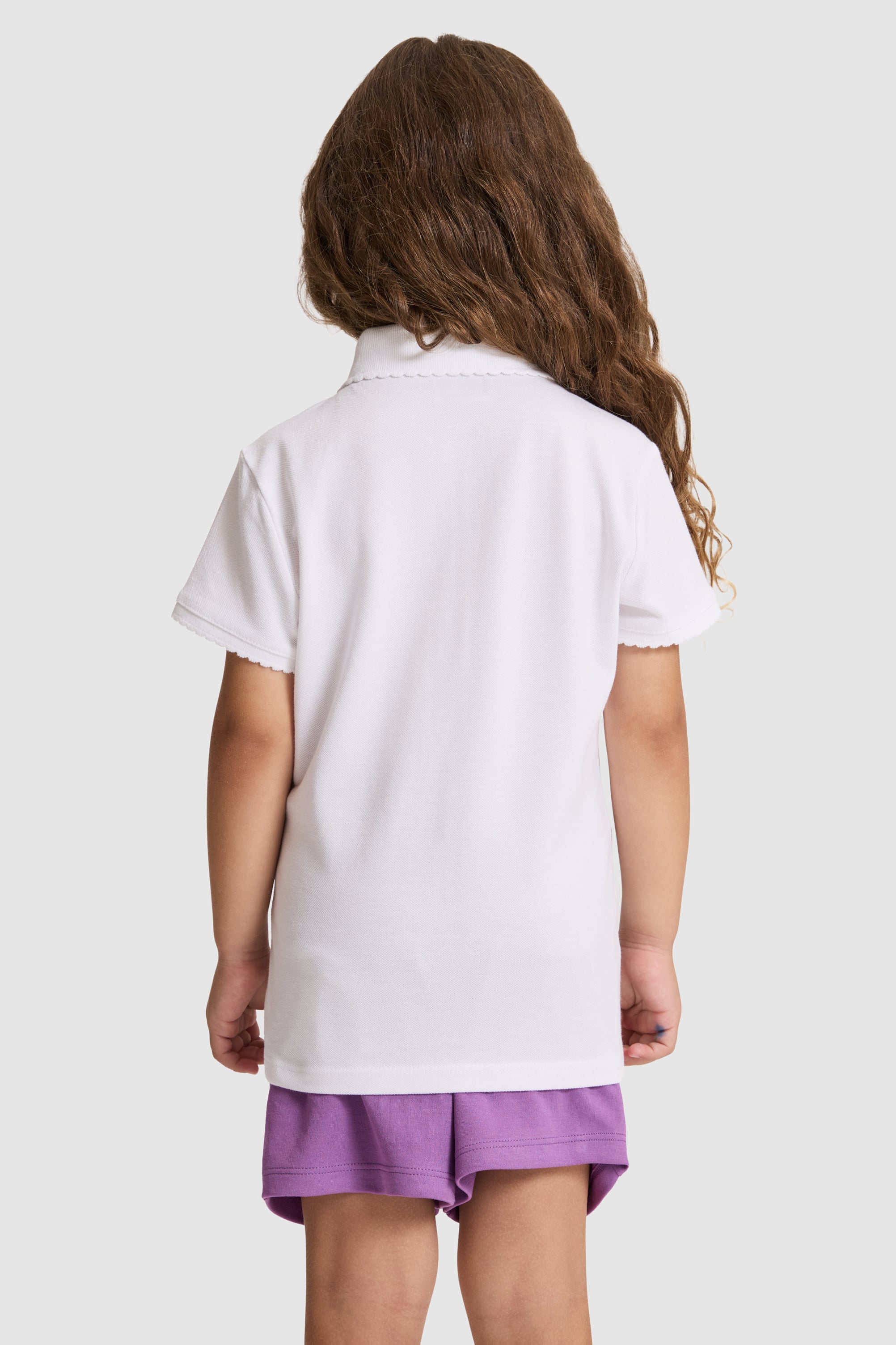 Kız Çocuk Beyaz Polo Yaka Basic Tişört - 50325592008