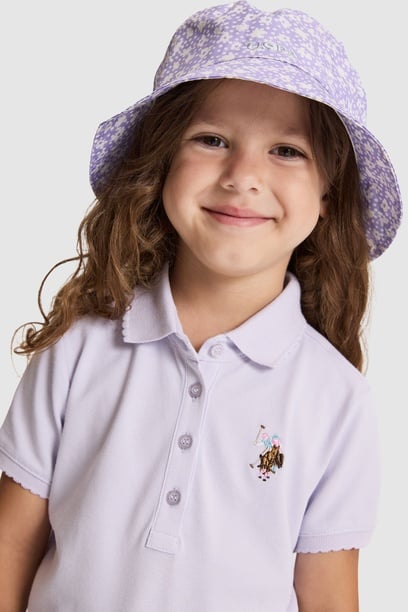 Kız Çocuk Lila Polo Yaka Basic Tişört