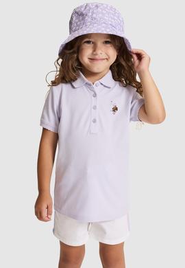 Kız Çocuk Lila Polo Yaka Basic Tişört - 50325592020