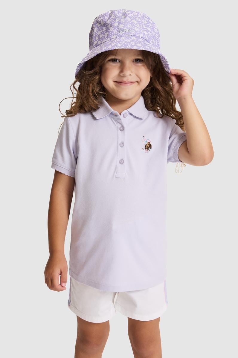 Kız Çocuk Lila Polo Yaka Basic Tişört