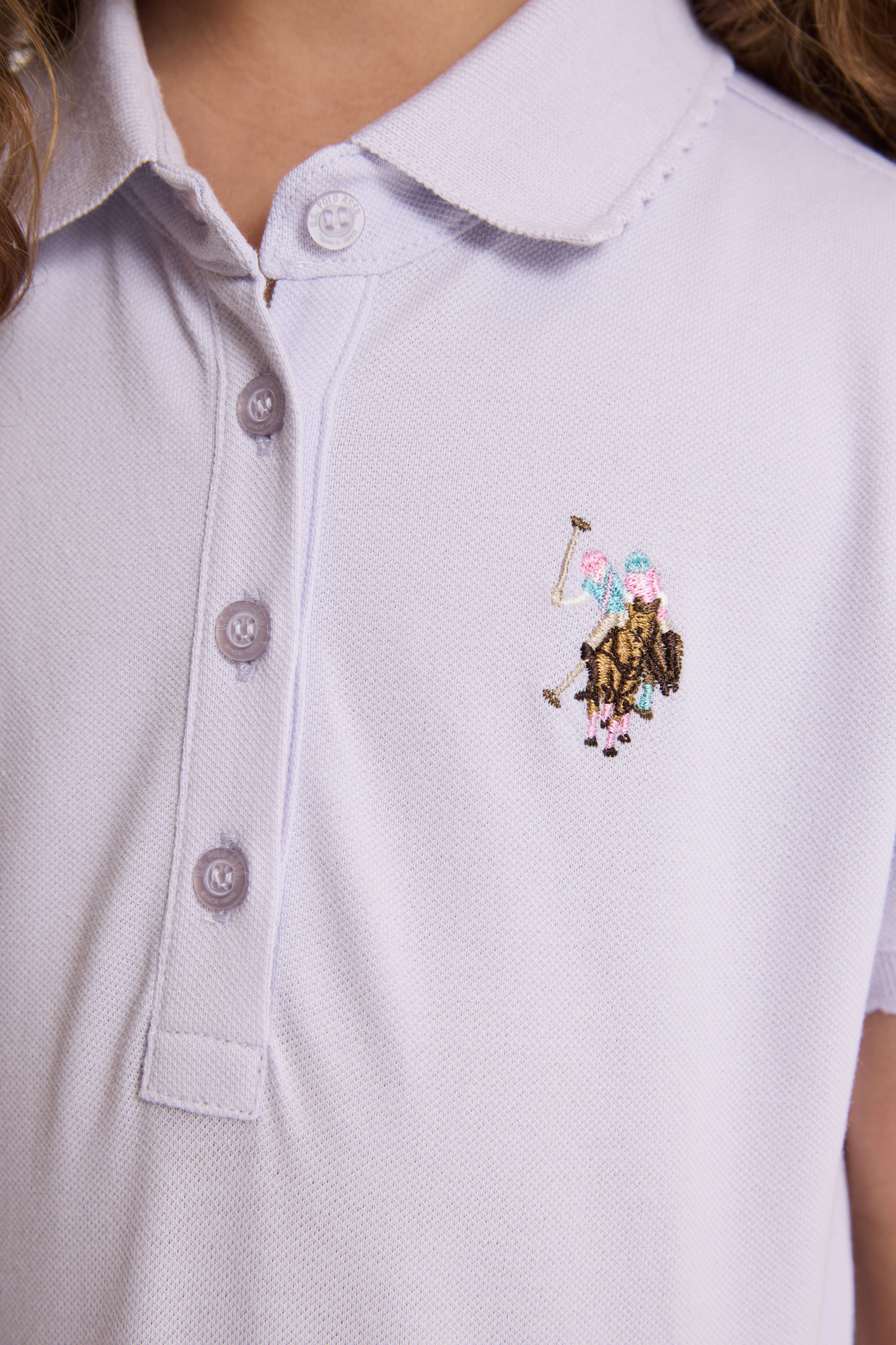 Kız Çocuk Lila Polo Yaka Basic Tişört - 50325592020