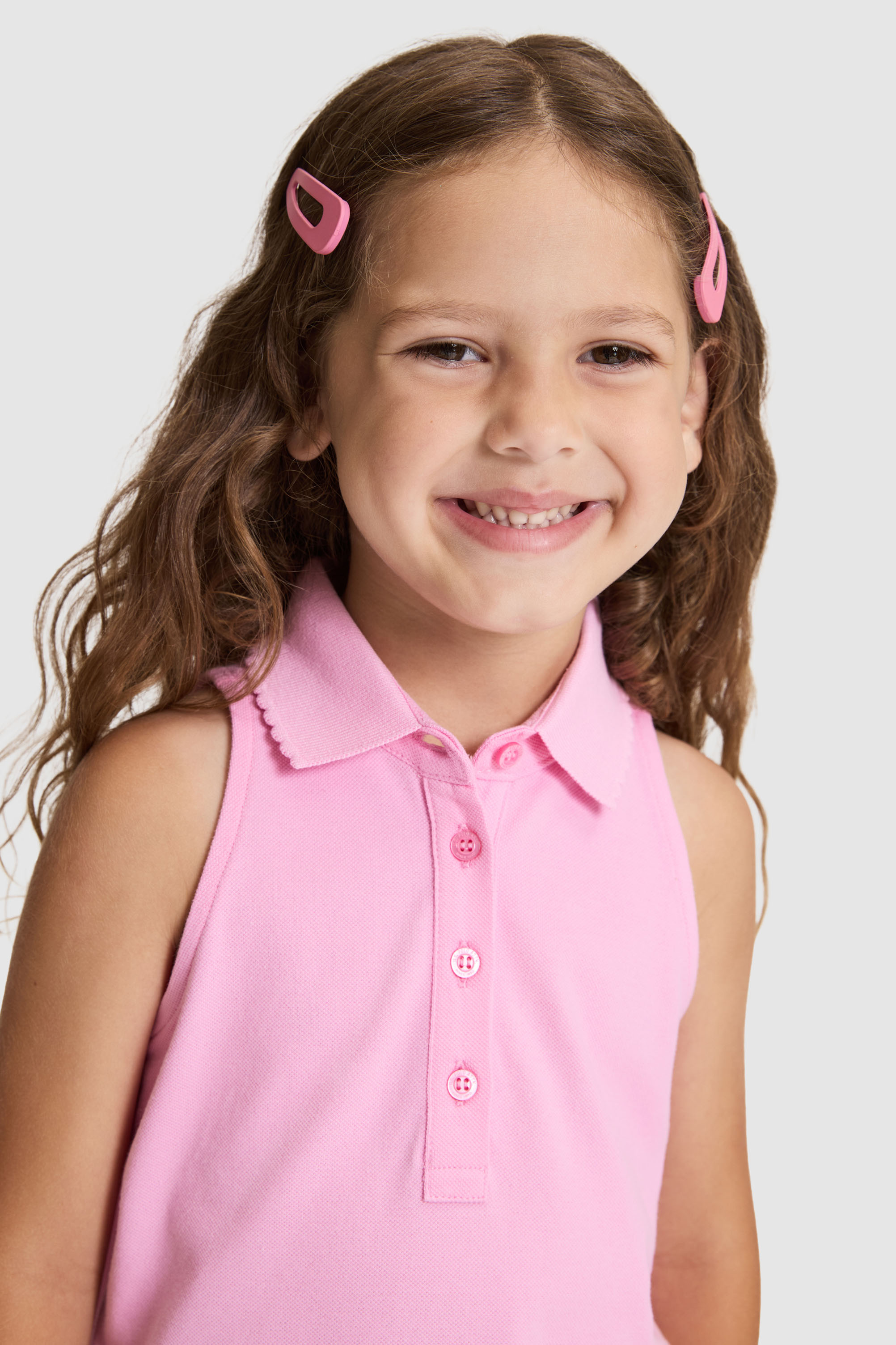 Kız Çocuk Açık Pembe Polo Yaka Tişört - 50325660028