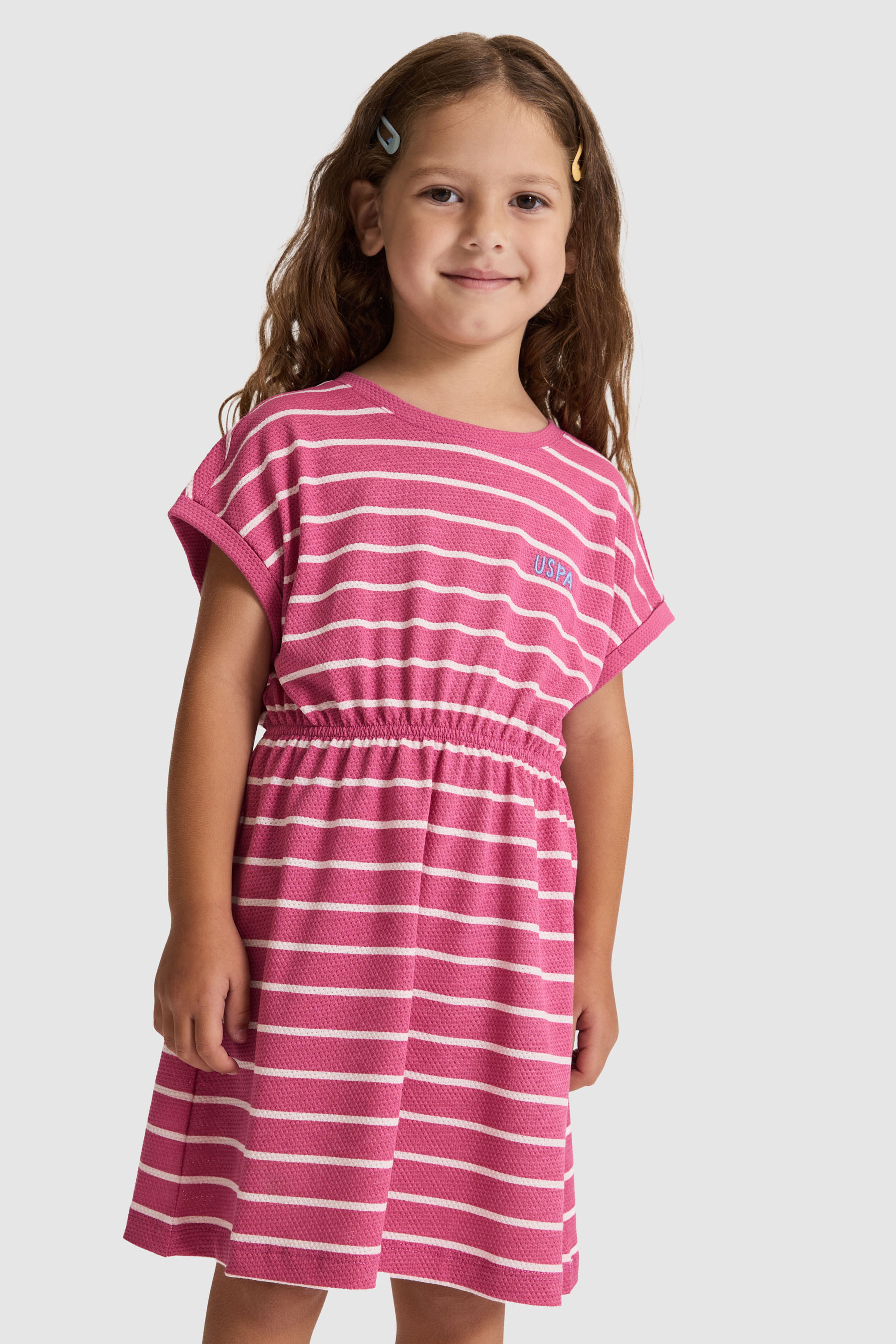 Kız Çocuk Pembe Örme Elbise - Image 4