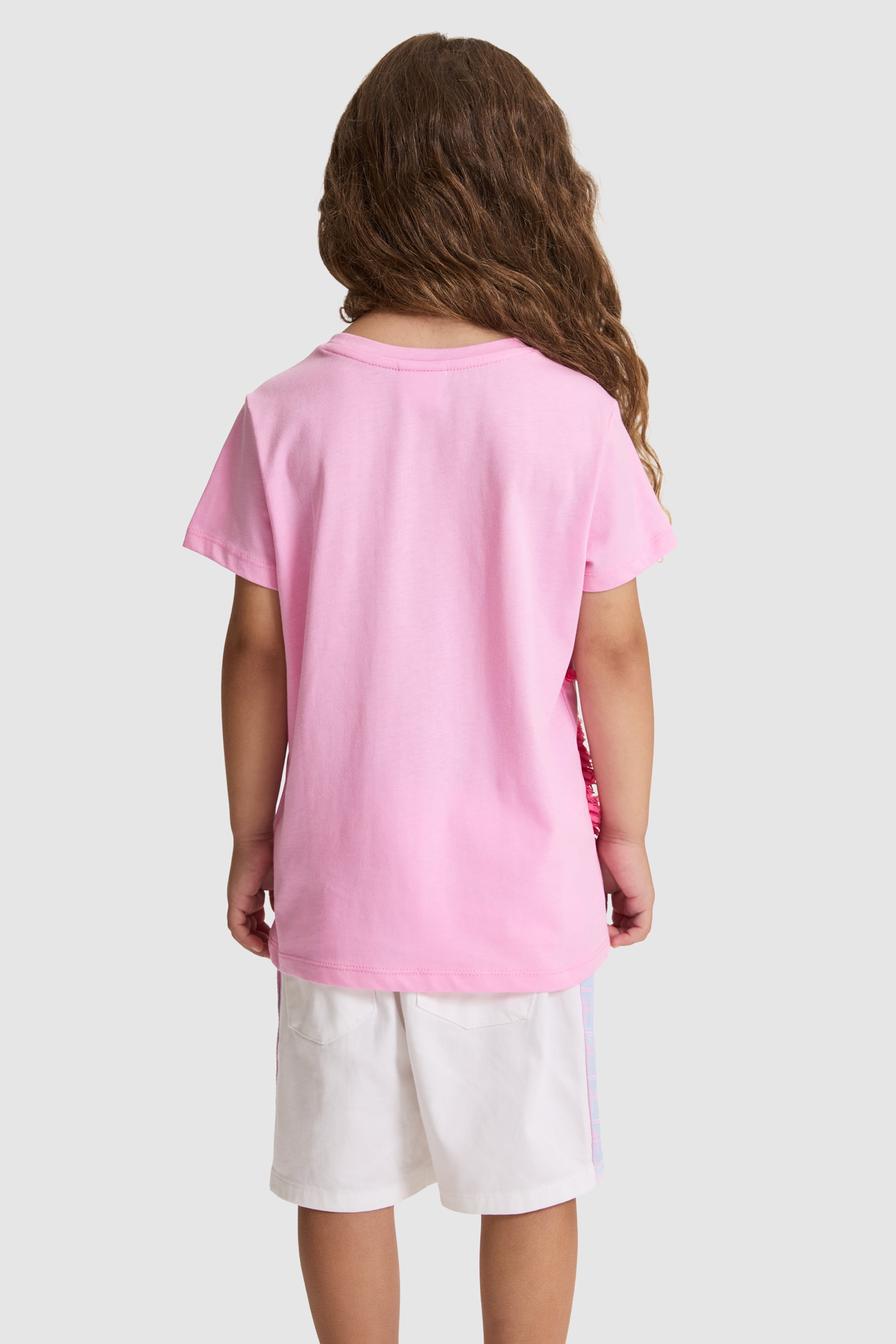 Kız Çocuk Pembe Bisiklet Yaka Tişört - 50325655019