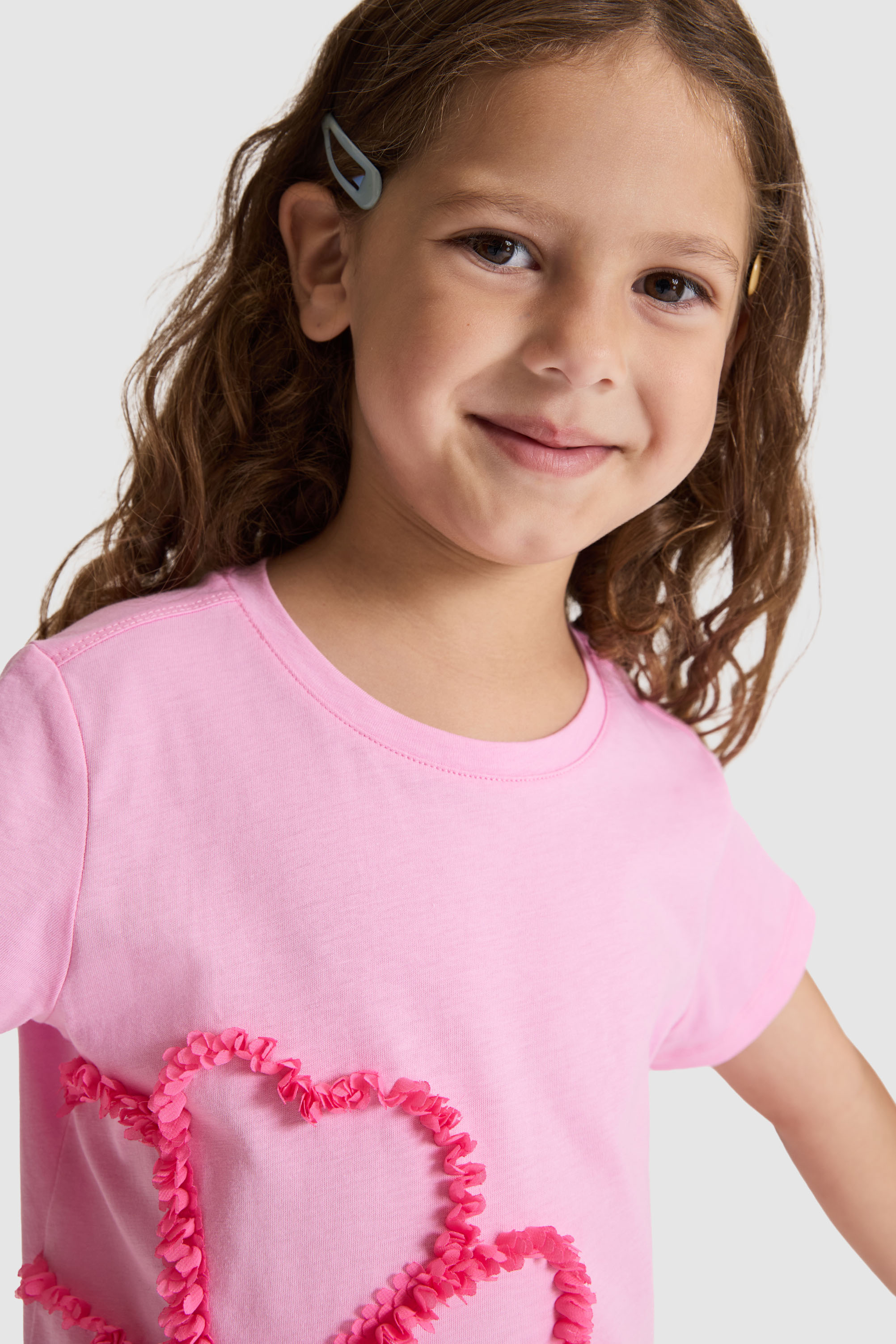 Kız Çocuk Pembe Bisiklet Yaka Tişört - 50325655019