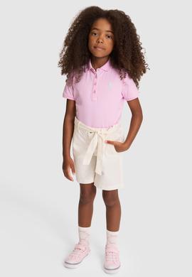 Kız Çocuk Polo Yaka Manolya Basic Tişört - 50320287089