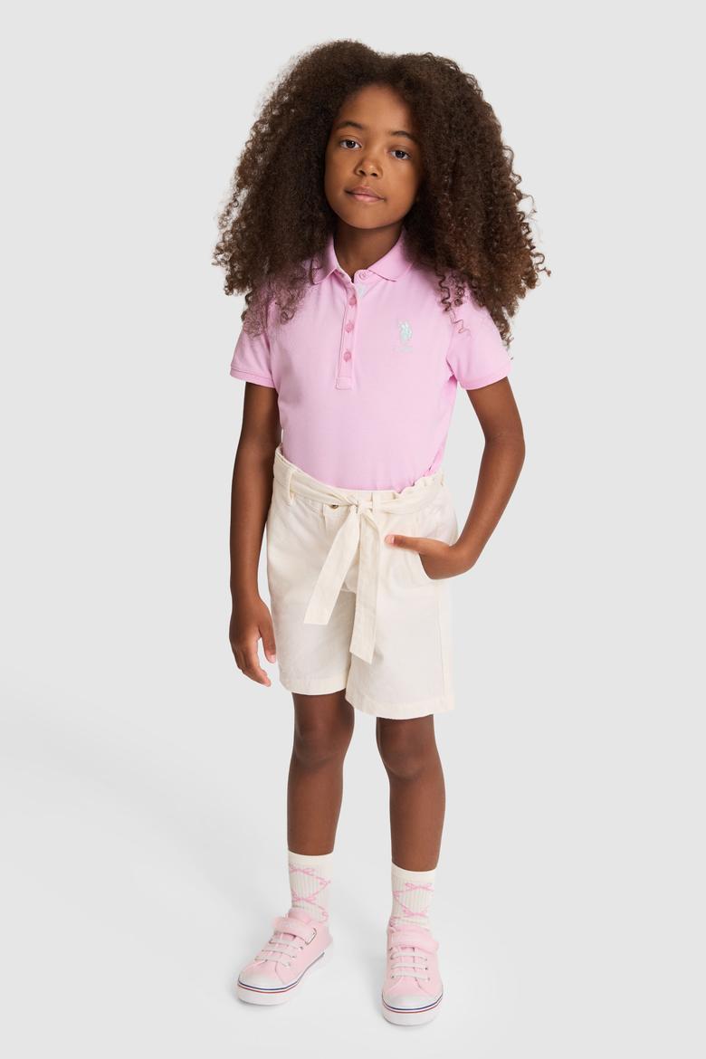 Kız Çocuk Polo Yaka Manolya Basic Tişört - 50320287089