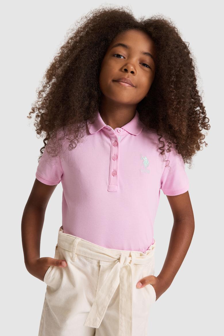 Kız Çocuk Polo Yaka Manolya Basic Tişört - 50320287089