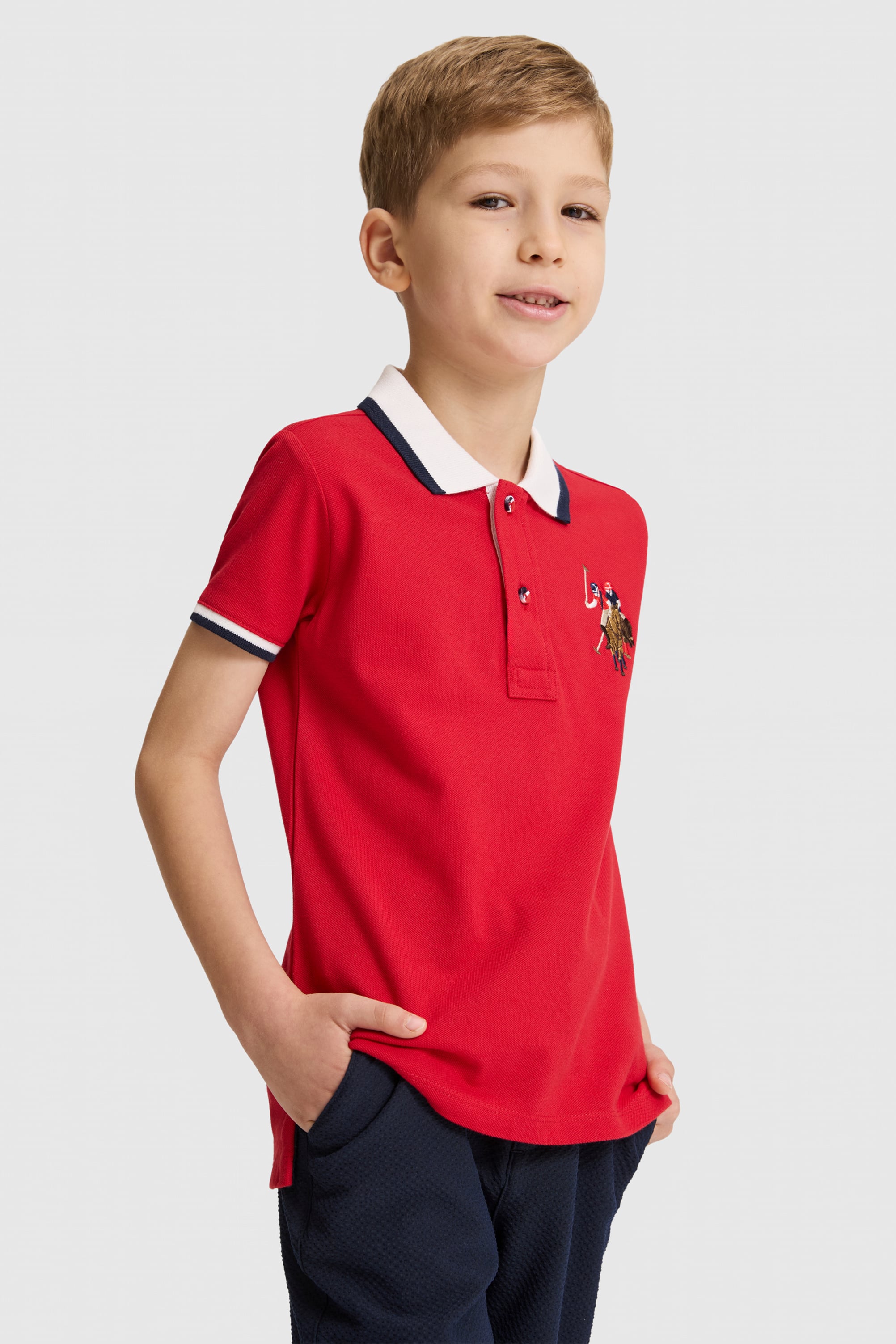 Erkek Çocuk Kırmızı Polo Yaka Basic Tişört