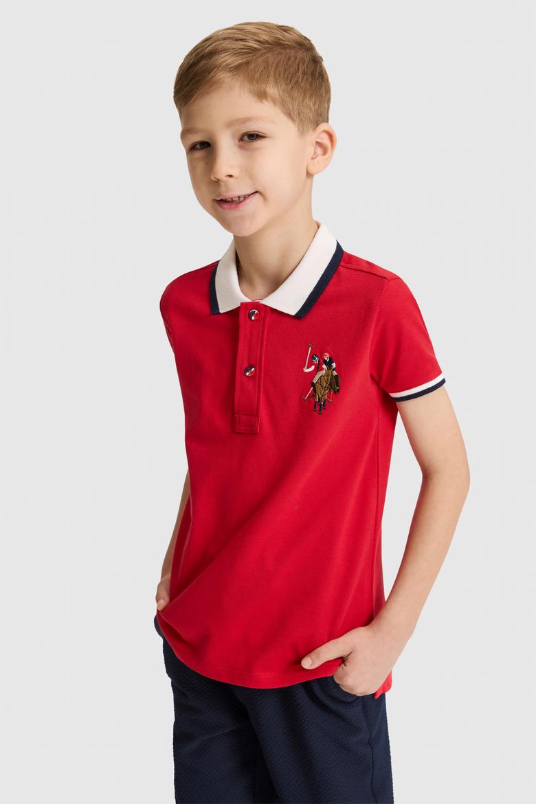 Erkek Çocuk Kırmızı Polo Yaka Basic Tişört