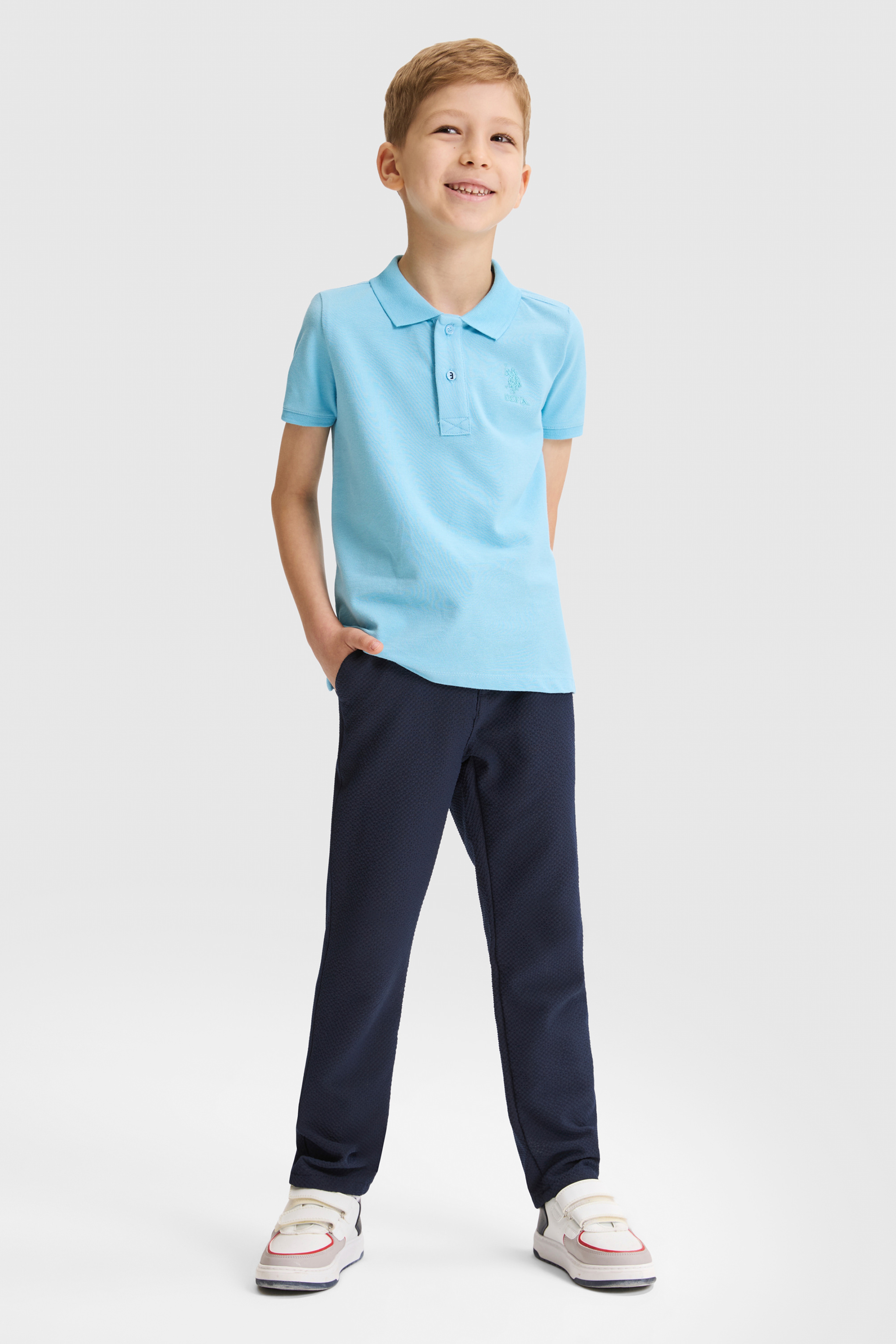 Erkek Çocuk Aqua Polo Yaka Basic Tişört - Image 4