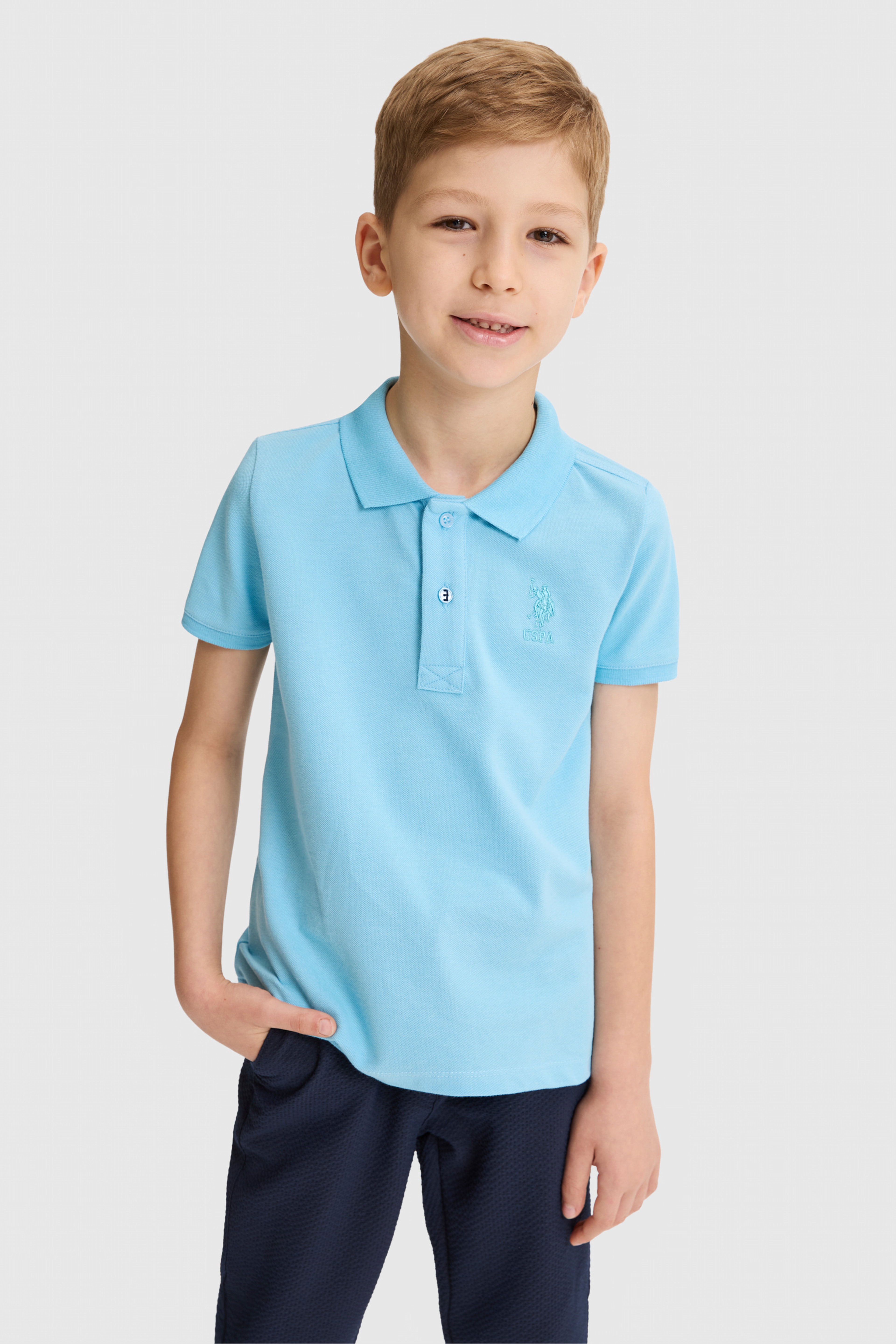 Erkek Çocuk Aqua Polo Yaka Basic Tişört - Image 1