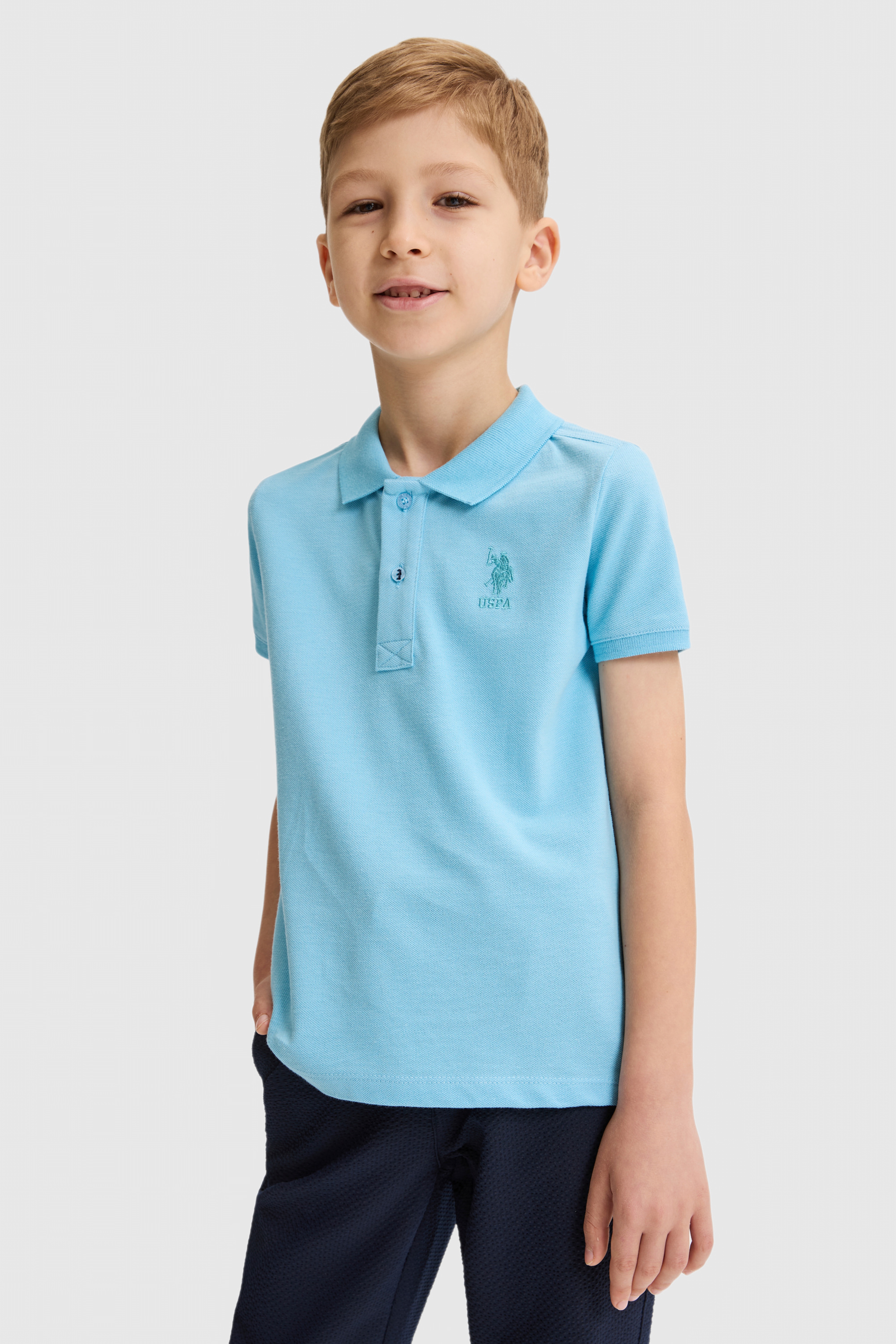 Erkek Çocuk Aqua Polo Yaka Basic Tişört - Image 3