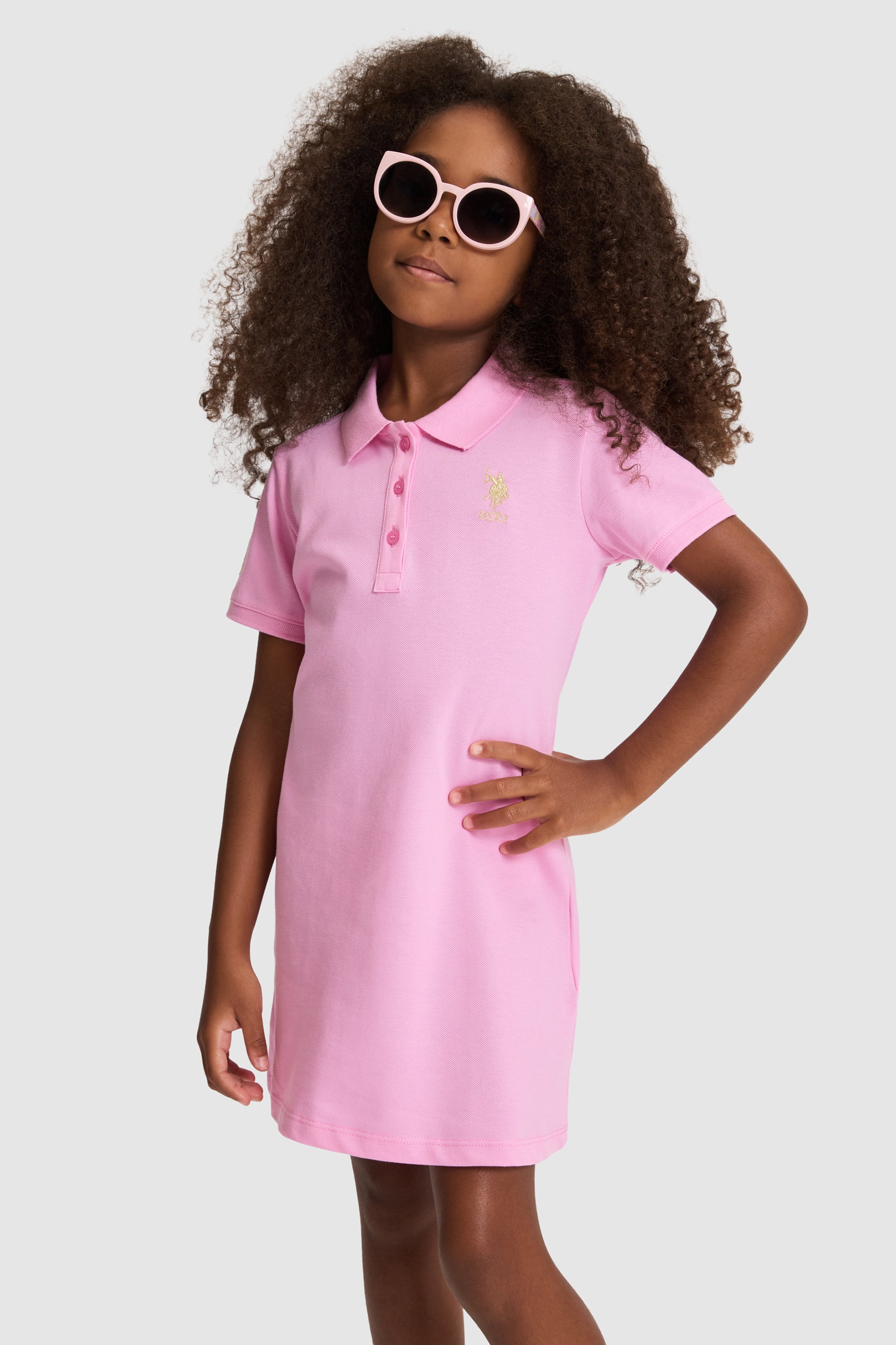 Kız Çocuk Pembe Örme Elbise - Image 4