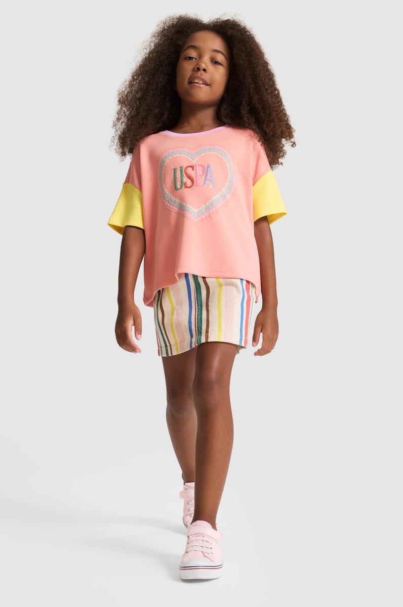 Kız Çocuk Ekru Jean Etek