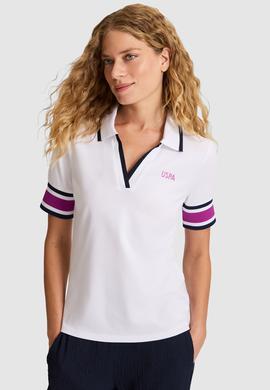 Kadın Beyaz Polo Yaka Tişört - 50323543003