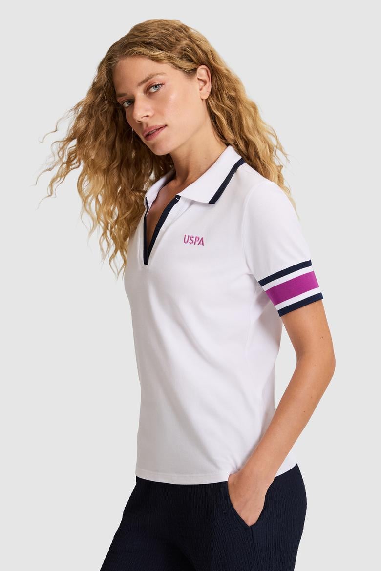 Kadın Beyaz Polo Yaka Tişört - 50323543003