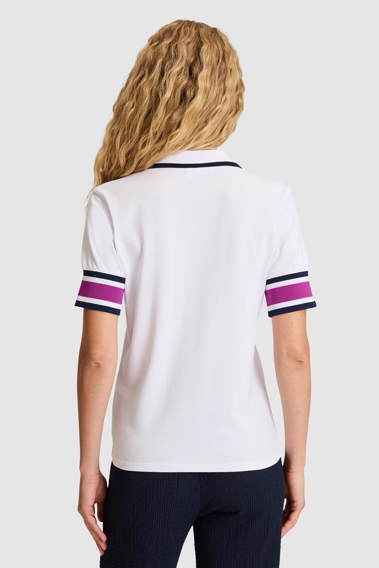 Kadın Beyaz Polo Yaka Tişört - 50323543003