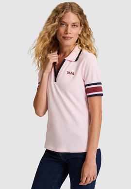 Kadın Açık Pembe Polo Yaka Tişört - 50323543034