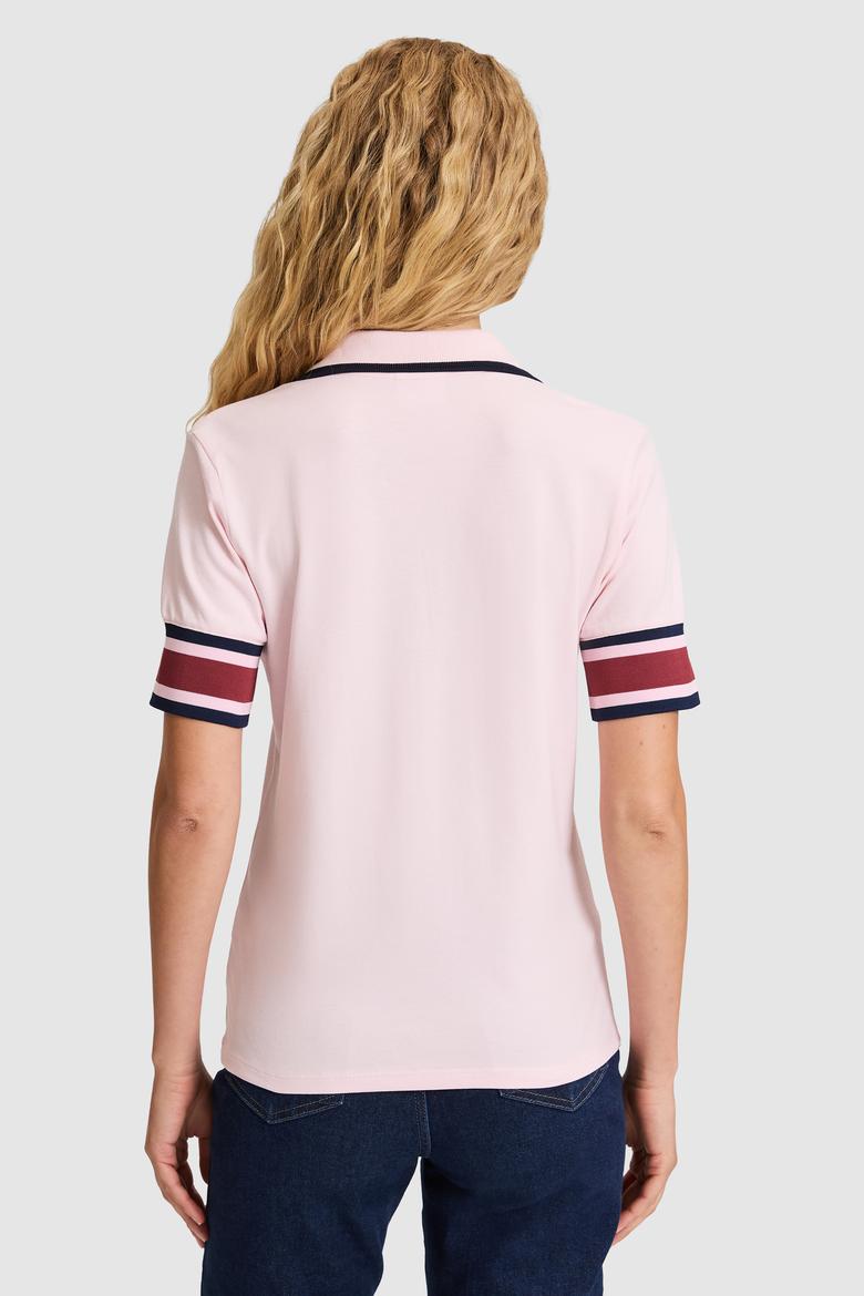 Kadın Açık Pembe Polo Yaka Tişört - 50323543034