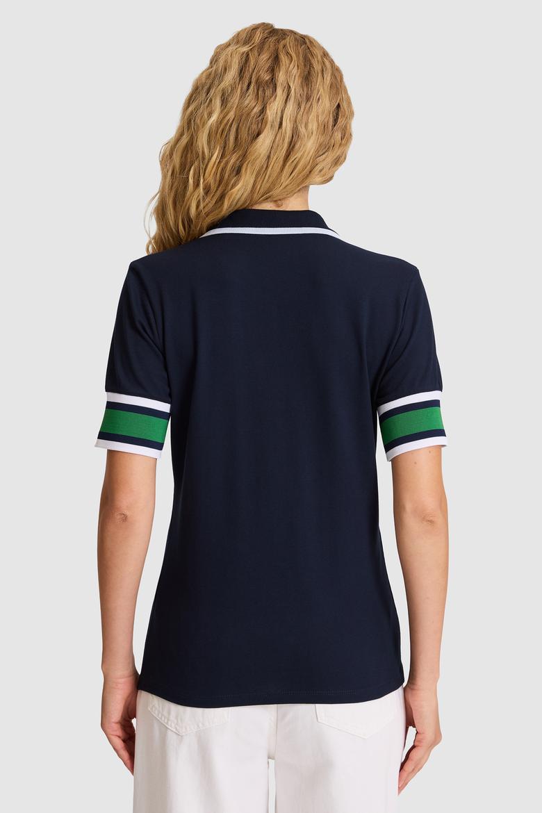 Kadın Lacivert Polo Yaka Tişört - 50323543021