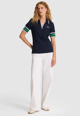 Kadın Lacivert Polo Yaka Tişört - 50323543021