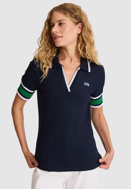 Kadın Lacivert Polo Yaka Tişört - 50323543021