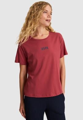 Kadın Vişne Bisiklet Yaka Tişört - 50323530087