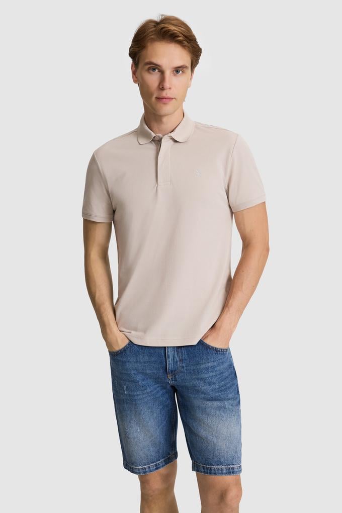 Erkek Taş Slim Fit Polo Yaka Basic Tişört